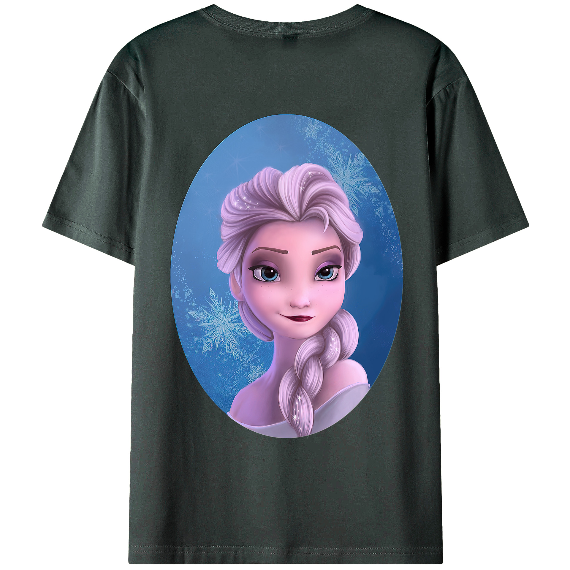 （画像用） アナと雪の女王 アンナ エルサ Frozen Anna Elsa 綿100％ メンズ半袖Tシャツ（バックプリント） 通気性